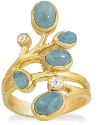 Rabinovich Ring Forgyldt Med Aquamarin Azure Størrelse 52