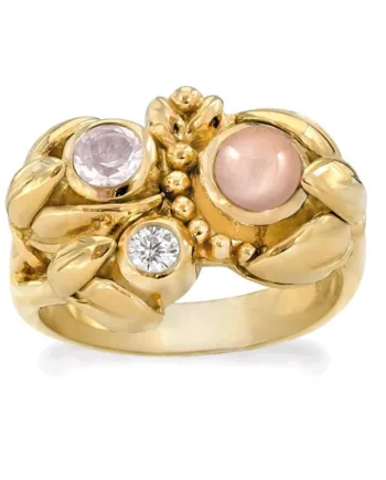 Rabinovich Ring Forgyldt Med Peach Månesten Water Lily Størrelse 51