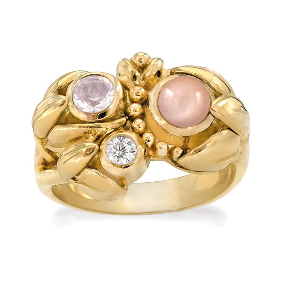 Rabinovich Ring Forgyldt Med Peach Månesten Water Lily Størrelse 51