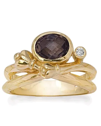 Rabinovich Ring Forgyldt Med Røgkvarts Flourish Størrelse 54
