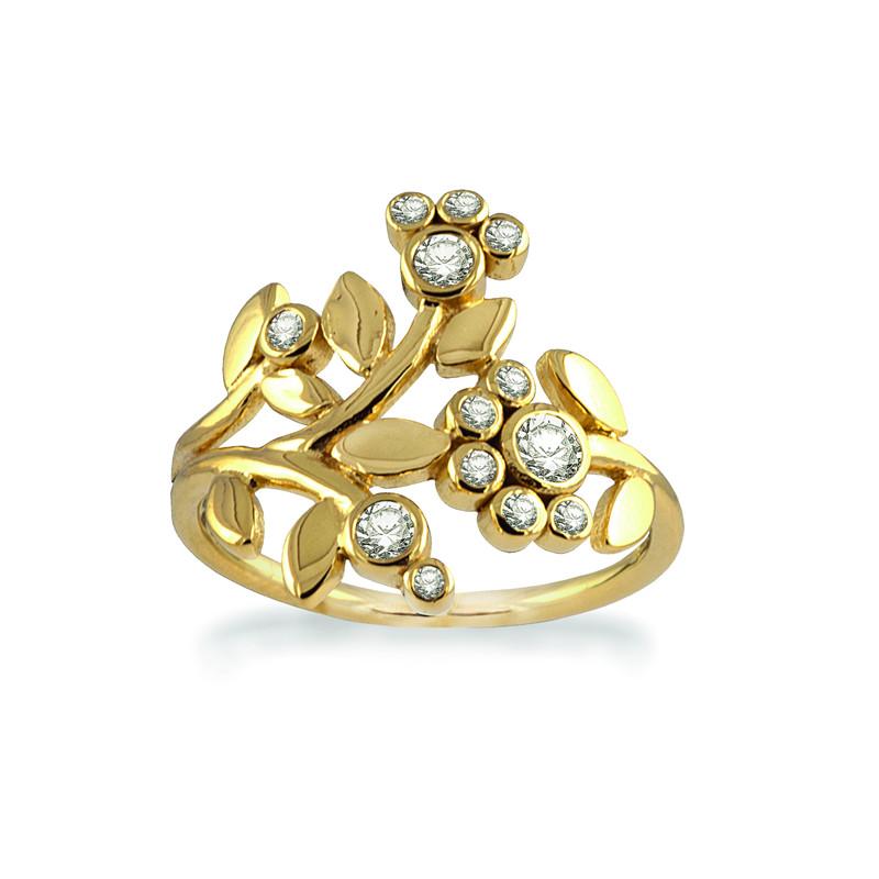 Rabinovich Ring   Forgyldt Sterlingsølv  Adorable Lace Guldbelagt 14 Karat Med Zirkonia  Størrelse 51