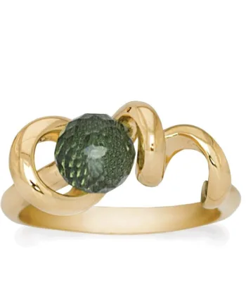 Rabinovich Ring Med Grøn Kvarts Sten  Forgyldt Soft Line Størrelse 51
