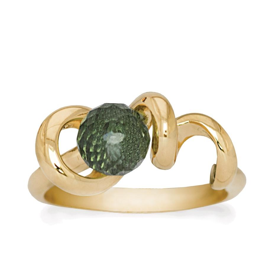 Rabinovich Ring Med Grøn Kvarts Sten Forgyldt Soft Line Størrelse 51