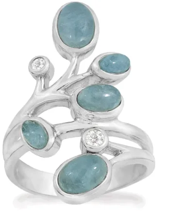 Rabinovich Sølv Ring Med Aquamarin Azure Størrelse 52