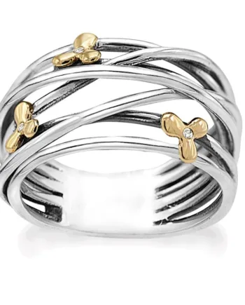Rabinovich Sølv Ring Med Guld Blomster Golden Flower Størrelse 53