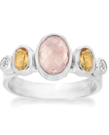 Rabinovich Sølv Ring Med Rosenkvarts Prism Størrelse 51