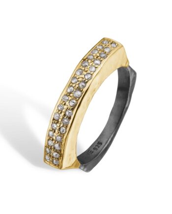 Ring Manhattan Skyline Gold Pavé 52