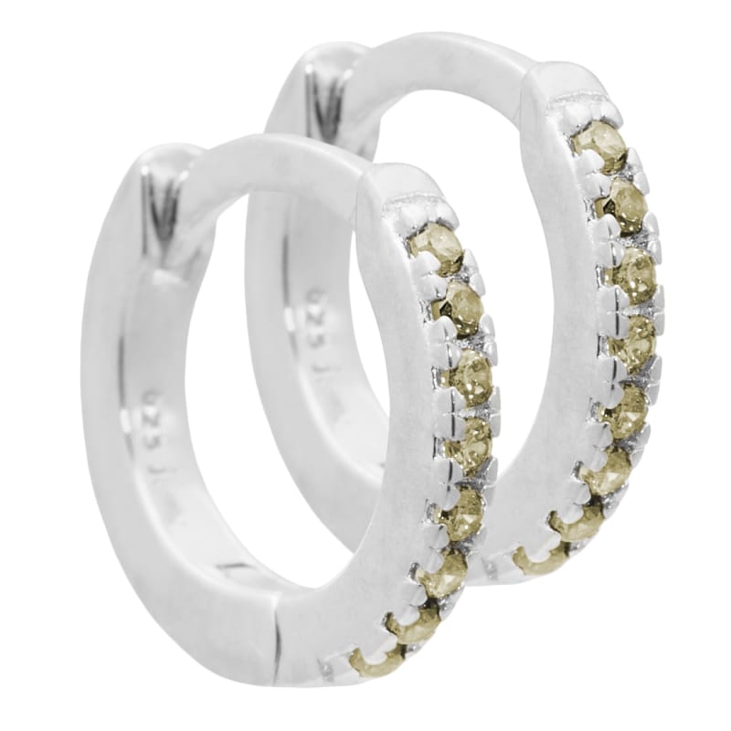Ronja 10 Mm  Creoler   Sterling Sølv Med Oliven Grøn Zirkonia