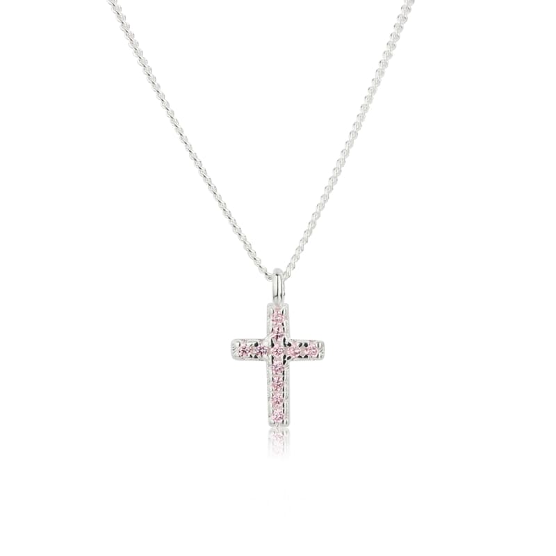 Rose Cross Necklace   Silver