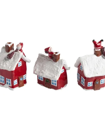 Små Julehuse Med Julemanden   Skorstenen    Stk