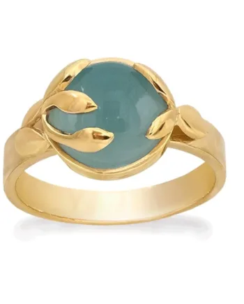 Smuk Fingerring Forgyldt Med Blå Calcedon Sten  Rabinovich Design Smykker Str  51-61  Størrelse 51