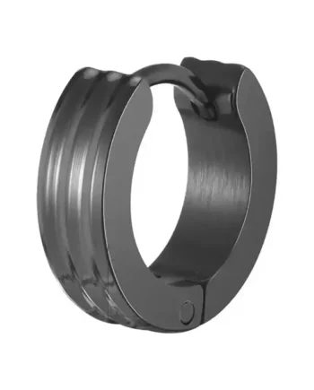 Sort Ridge Hoop   Maskulin Herreørering   Sort Ip Stål