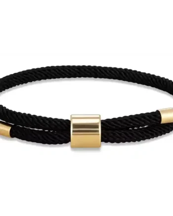 Urban Rope Black   Sort Herrearmbånd Med Forgyldt Stål