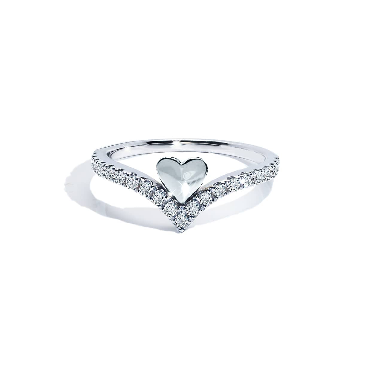 -hjerte Alliancering Med Diamanter   Hvidguld