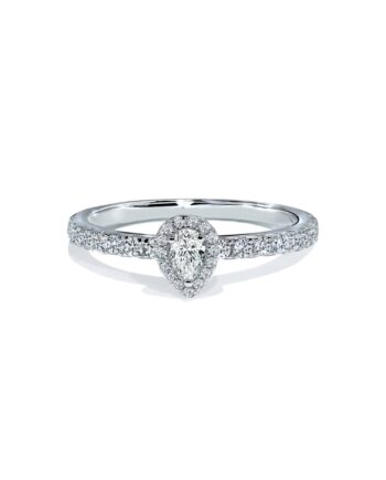 Venedig Pæreformet Halo Diamant Forlovelsesring