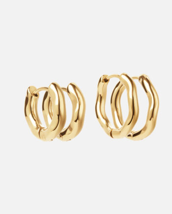 Wavy Hoops 20mm   Wavy Hoops 14mm 18k Guldbelagt
