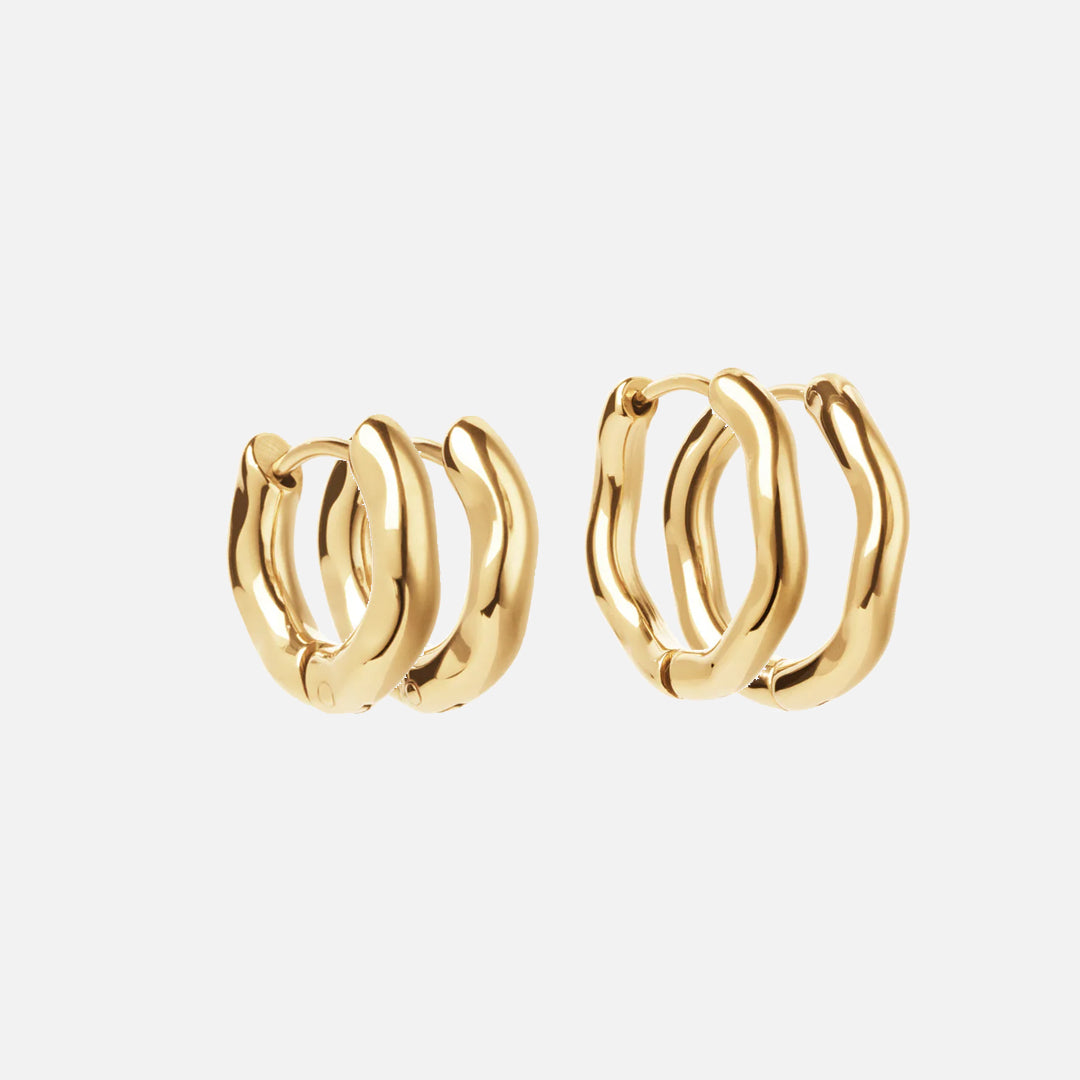 Wavy Hoops 20mm Wavy Hoops 14mm 18k Guldbelagt