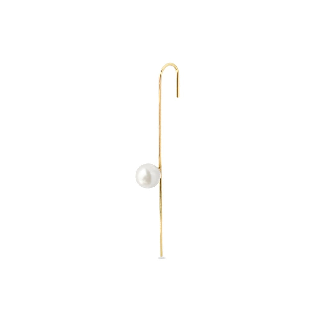 ørering Earspear Pearl 18 Karat Forgyldt Sterling Sølv Og Hvid Perle