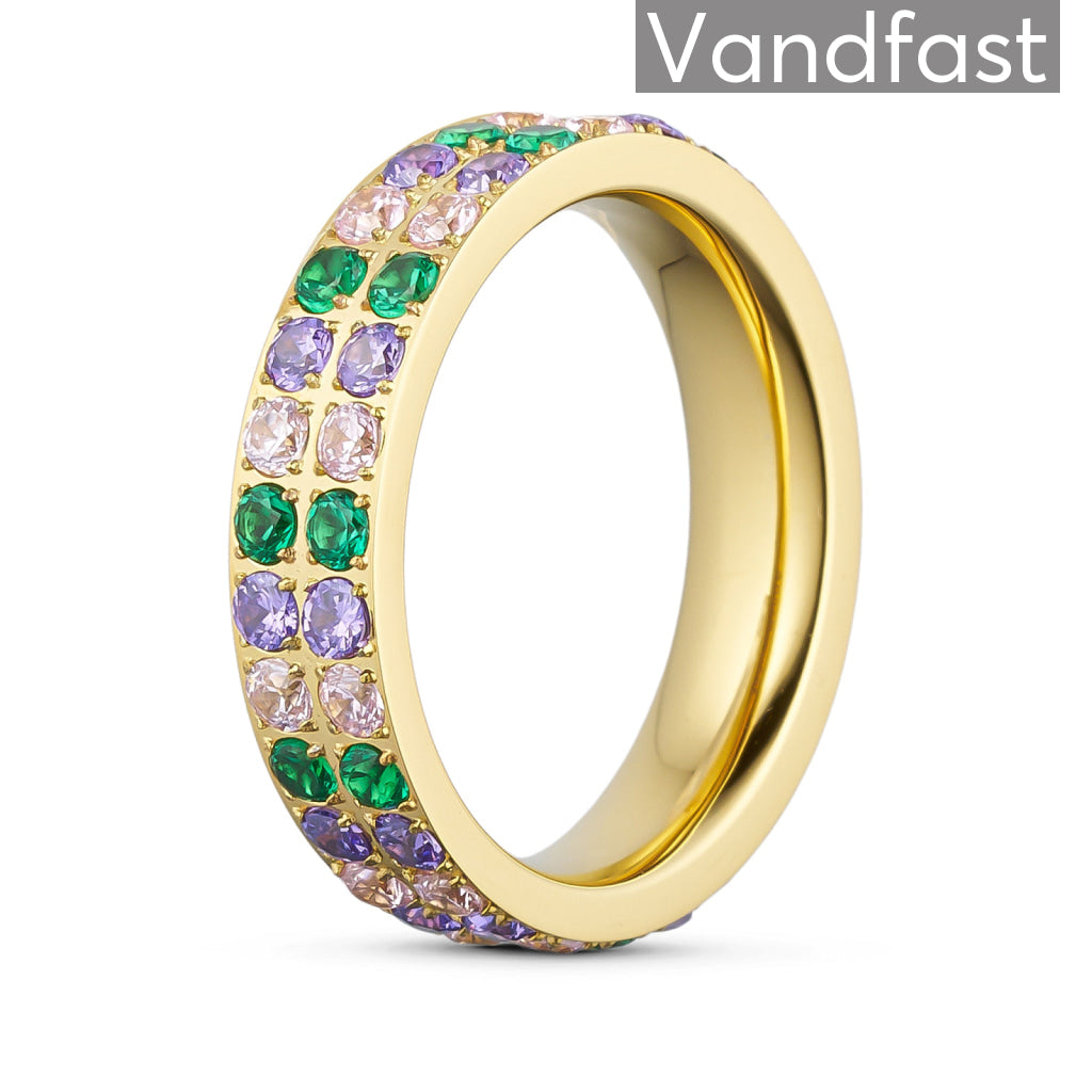 Annebrauner Alliance Green Pink Mix Ring 18k Guldbelagt 48