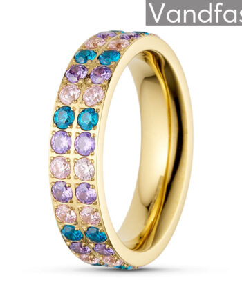 Annebrauner Alliance Pink Blue Topaz Mix Ring 18k Guldbelagt 50