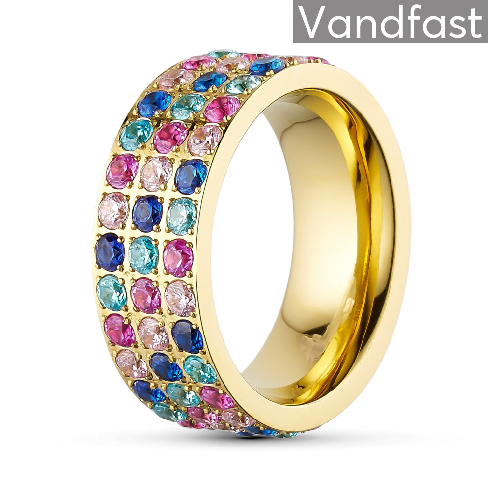Annebrauner Alliance Rose Blue Pink Mix Ring 18k Guldbelagt 46