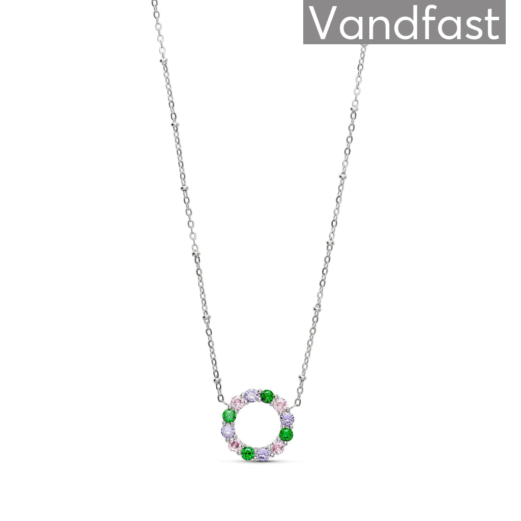 Annebrauner Big Green Pink Circle Halskæde