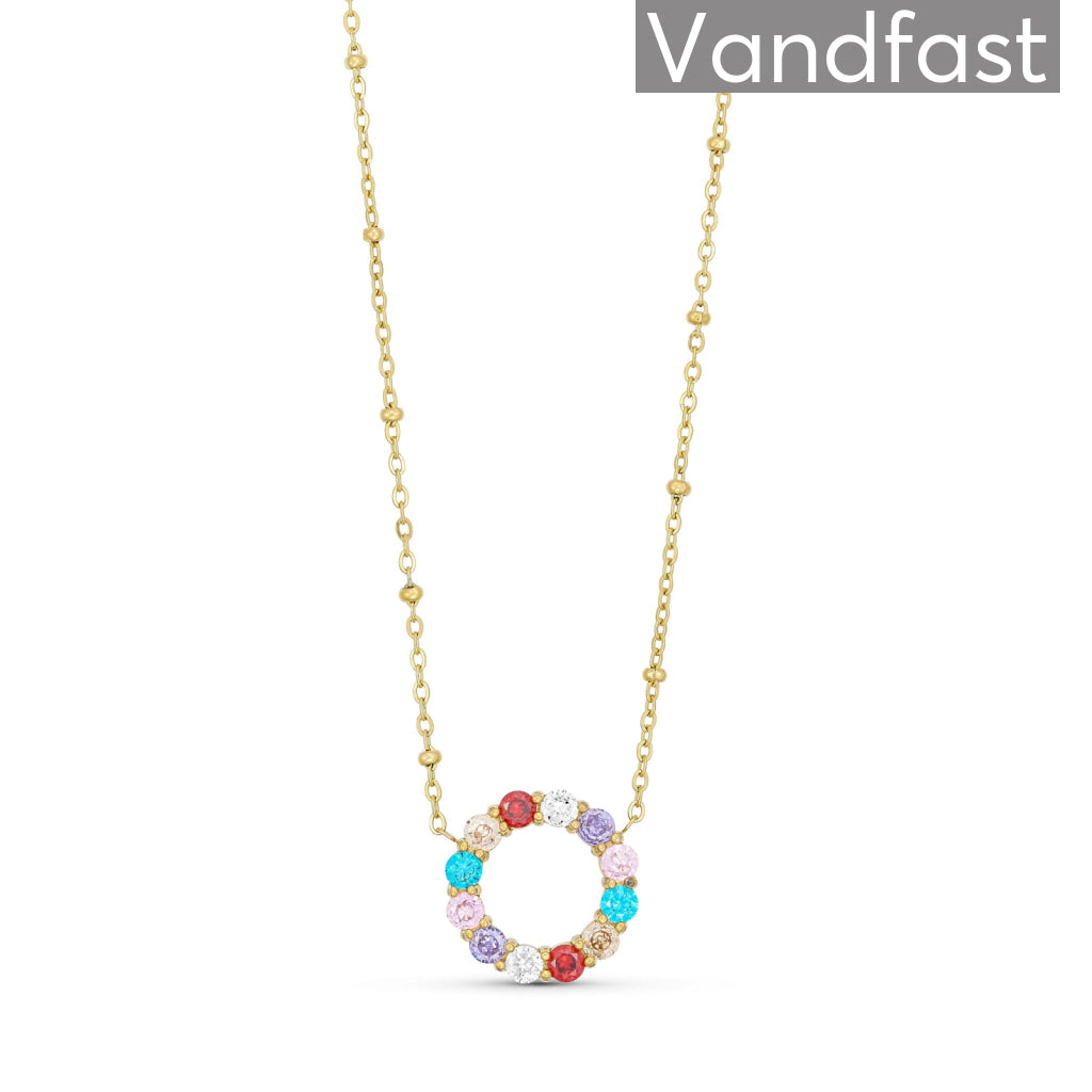 Annebrauner Big Multicolor Circle Halskæde 18k Guldbelagt