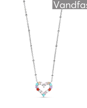 Annebrauner Big Multicolor Heart Halskæde