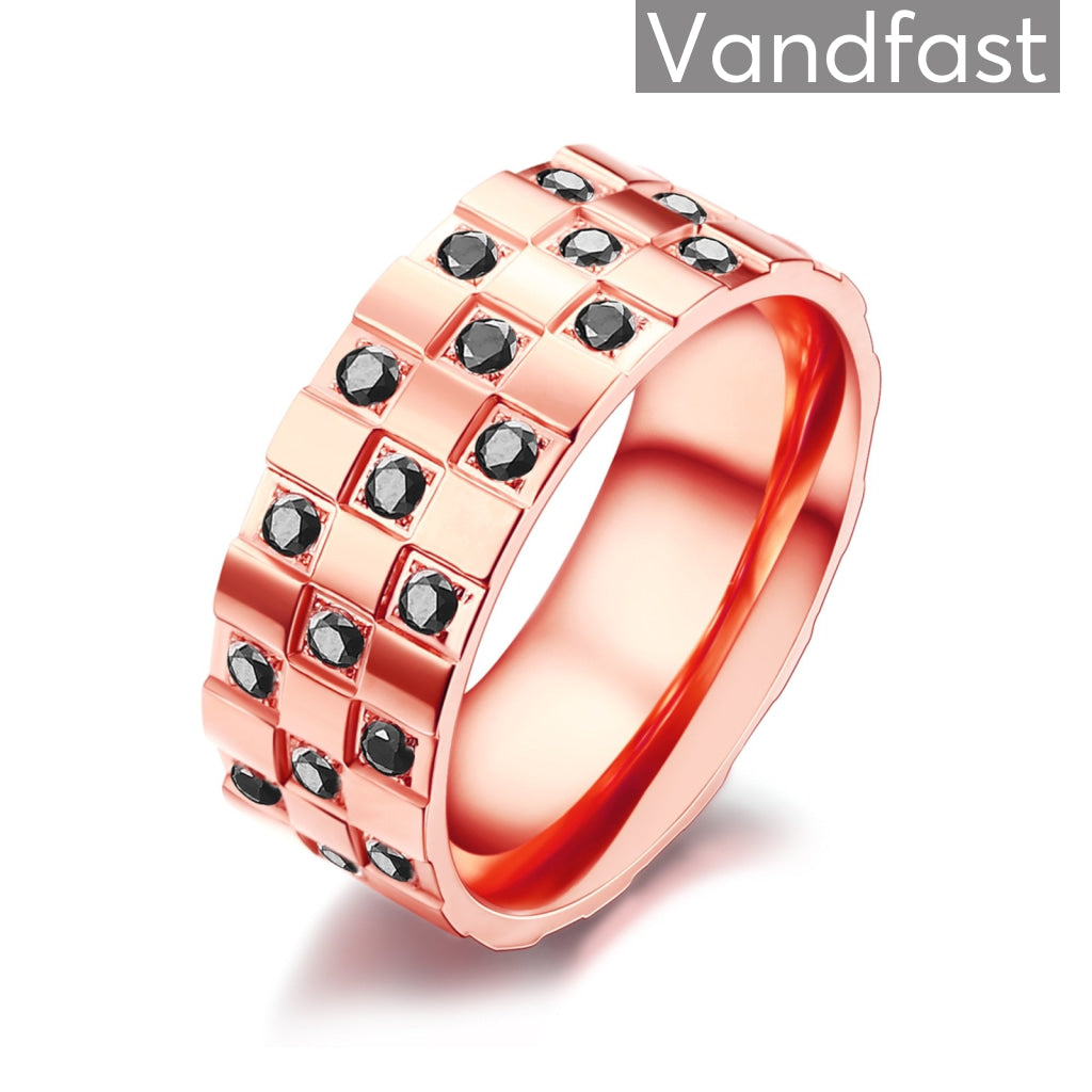 Annebrauner Chess Rose Black Ring 50