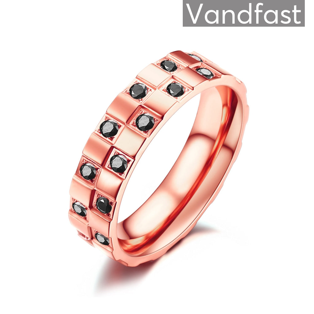 Annebrauner Chess Rose Black Ring 50