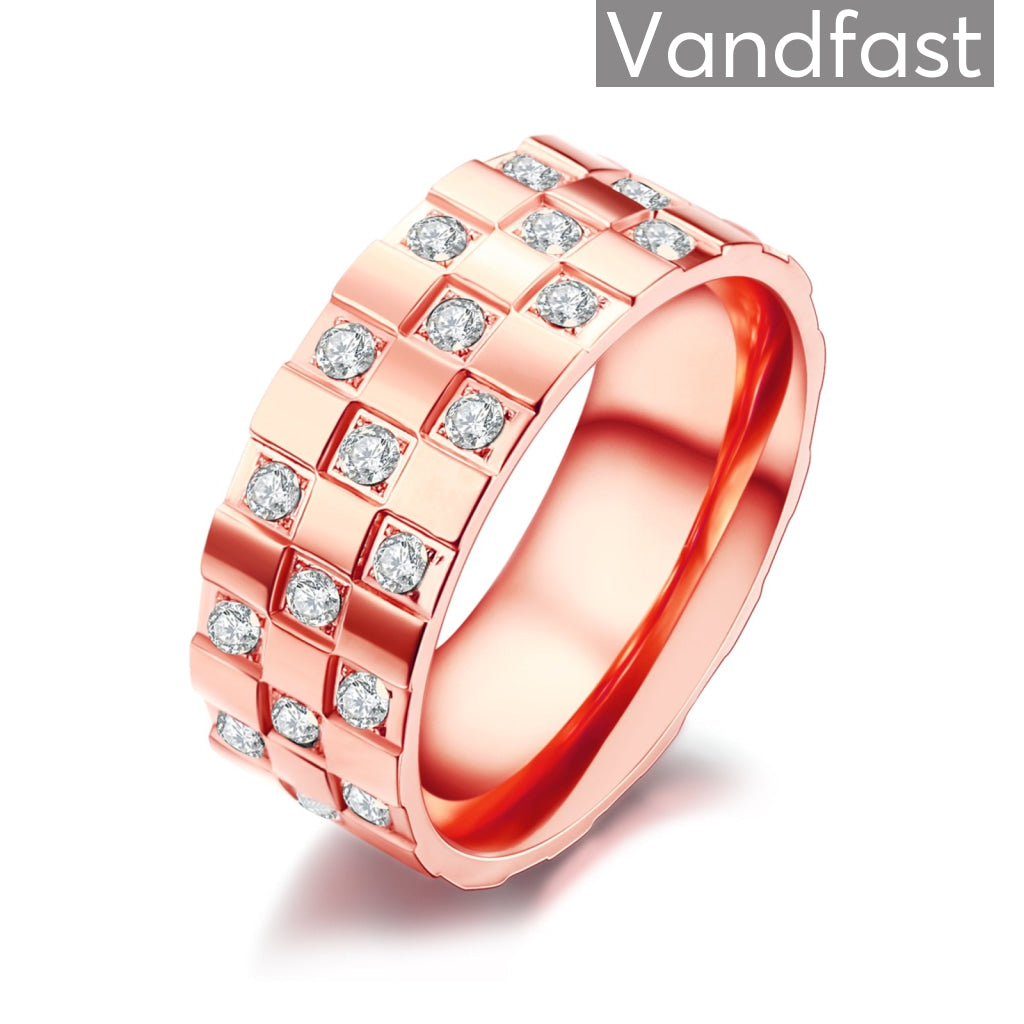 Annebrauner Chess Rose White Ring 50