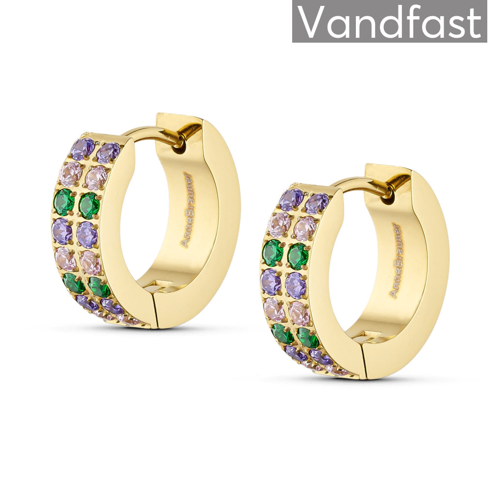 Annebrauner Creole Double Line Green Pink Mix 18k Guldbelagt