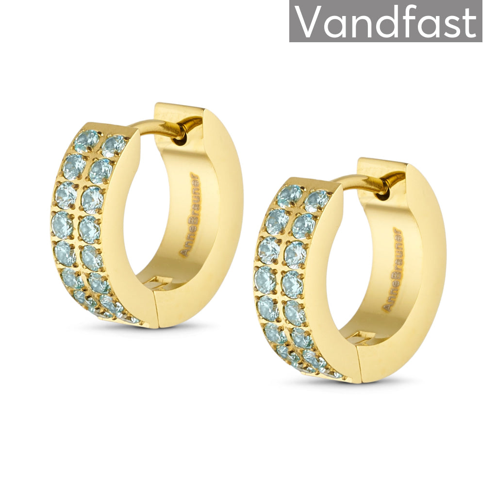 Annebrauner Creole Double Line  -aquamarine øreringe 18k Guldbelagt