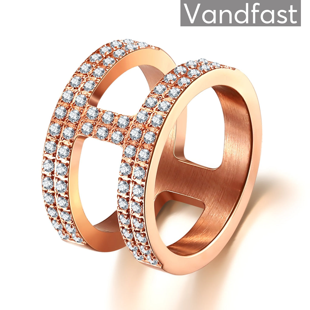 Annebrauner Double Massive Rose White Ring 50