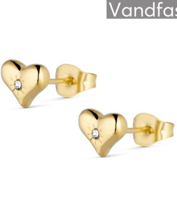 Annebrauner Palermo Mini Heart Ziconia ørestikker 18k Guldbelagt