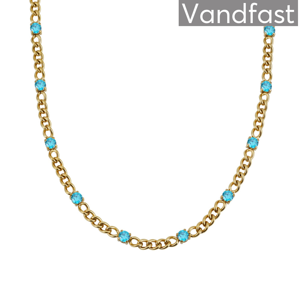 Annebrauner Panzer Aquamarine Halskæde 18k Guldbelagt