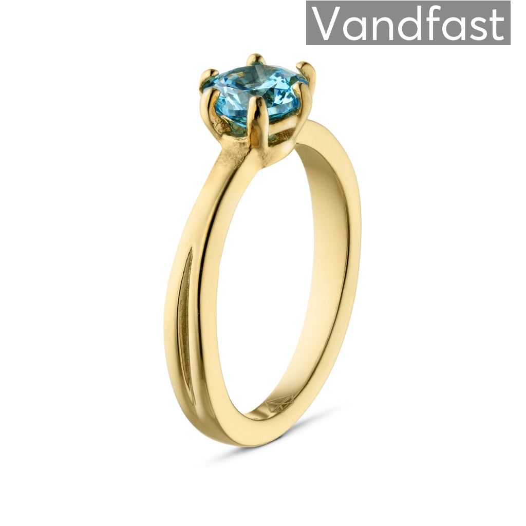 Annebrauner Princess Aqua Blue Ring 18k Guldbelagt 48