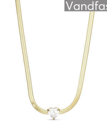 Annebrauner Snake Heart Zirconia Halskæde 18k Guldbelagt