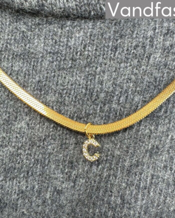 Annebrauner Snake Letter Halskæde 18k Guldbelagt