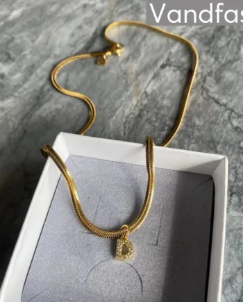 Annebrauner Snake Letter Halskæde 18k Guldbelagt