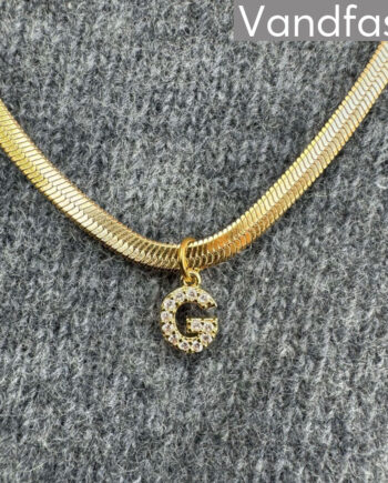 Annebrauner Snake Letter Halskæde 18k Guldbelagt