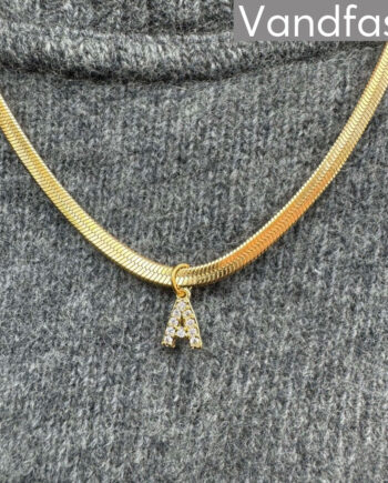 Annebrauner Snake Letter Halskæde 18k Guldbelagt