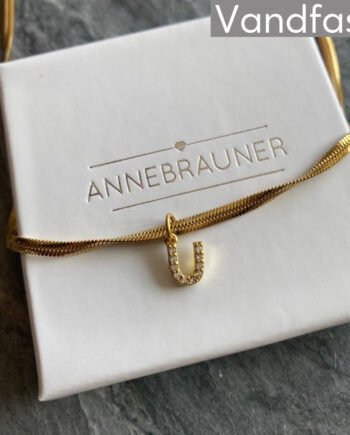 Annebrauner Snake Letter Halskæde 18k Guldbelagt