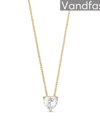 Annebrauner Stella Zirconia Heart Halskæde 18k Guldbelagt