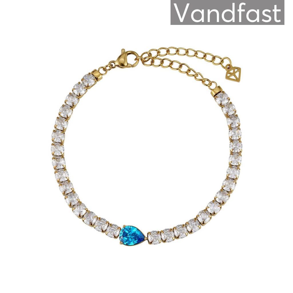 Annebrauner Tennis Paris Blue Topaz Armbånd 18k Guldbelagt