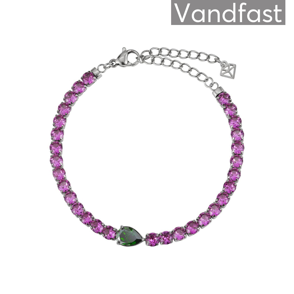 Annebrauner Tennis Paris Green Rose Armbånd