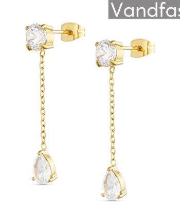 Annebrauner Zirconia Chain øreringe 18k Guldbelagt