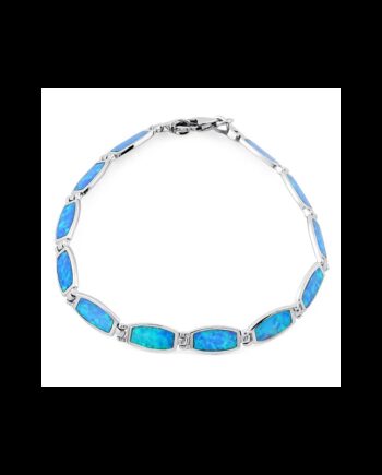 Aphrodite Opal Armbånd Med 925 Sterling Sølv  Blå Opal Sten Og Rhodium Belægning