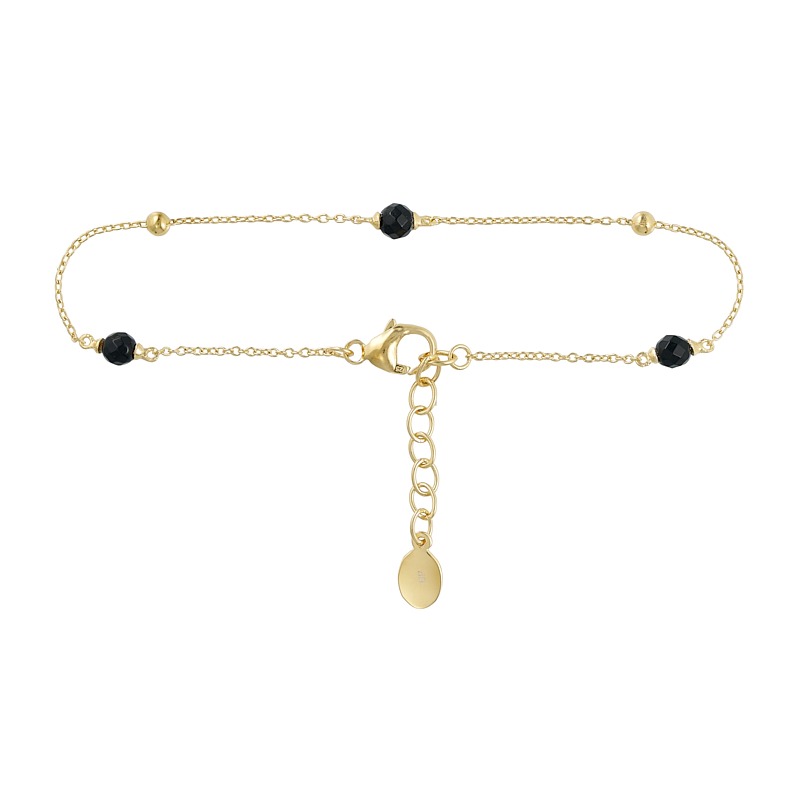 Armbånd   Forgyldt Sølv Med Sort Onyx
