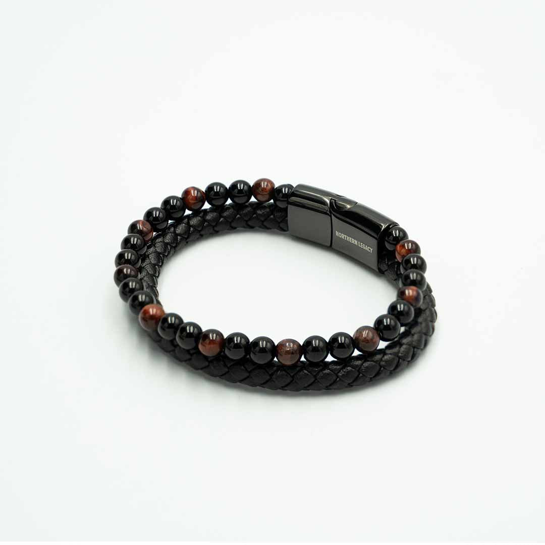 Ash Læder Og Perler Armbånd   19 Cm Herre Northern Legacy
